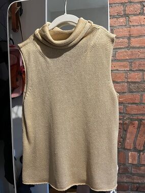 Sigrid Olsen Cream Sleeveless Turtleneck Knit Tank